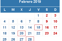 Calendario del contribuyente - Antes del 20 febrero