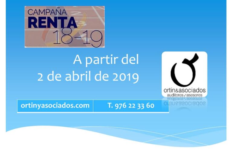 Comienza la Campaña Renta 2018 a partir del 2 de abril de 2019