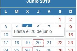 Calendario del contribuyente · Hasta el 20 y 26 de junio de 2019