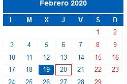 Calendario del contribuyente · Hasta el 20 de febrero