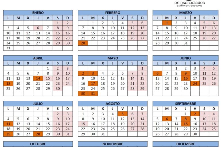 Días inhábiles 2022 · Ortín y asociados