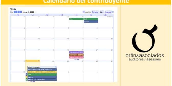 Calendario del contribuyente · Ortín y asociados